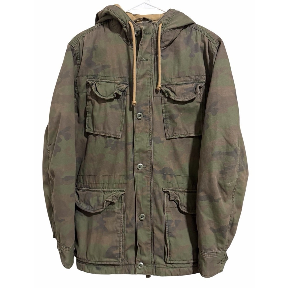 American‎ Eagle Camo Military Hooded Lined Field Jacket Men's Size Medium